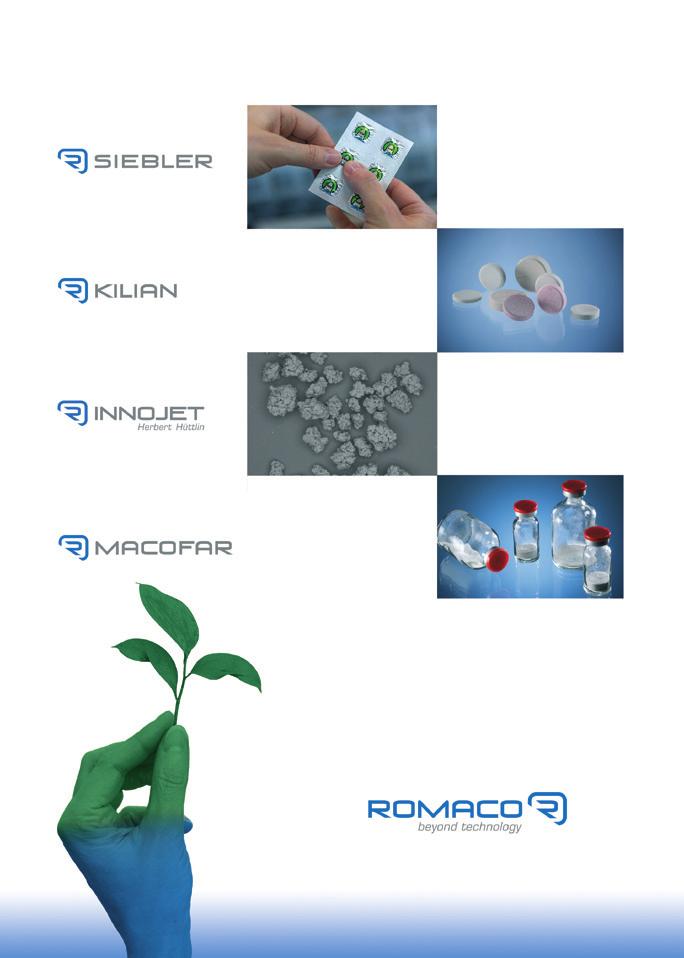 Romaco supports its customer to become green We are a Sustainability Enabler Recyclable Push Packs less environmental exposure Reduced Aluminium foil thickness less material consumption Less product