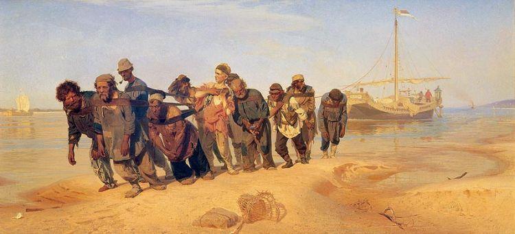 Repin: Hajóvontatók a Volgán 1873. Szt. Pétervár, Russzkij Muzej Realista festő, mély szoc.