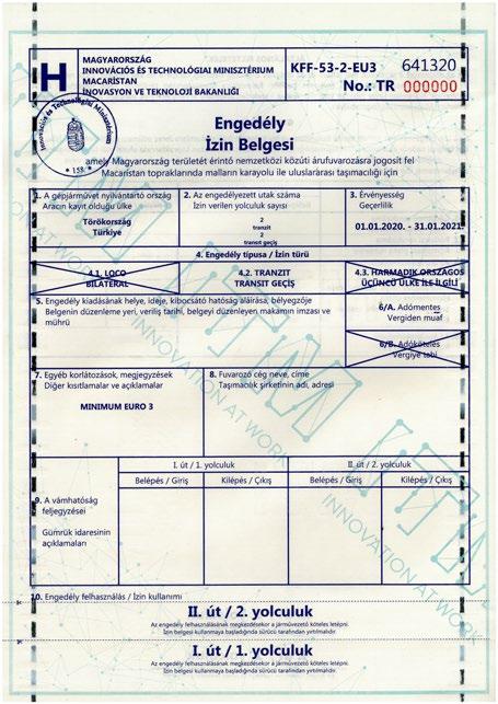 Adómentes TRANZIT bilaterális engedély (a 4.1., 4.3.