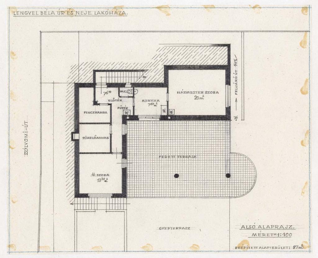Kaesz Gyula: Lengyel-villa, alagsori alaprajz / Gyula Kaesz: Basement ground plan.