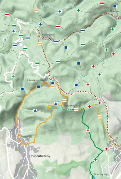TÚRAÚTVONALAK A Zengő csúcsát bármely közeli lakott településről közelítjük meg, 400-500 m körüli szintkülönbséget kell