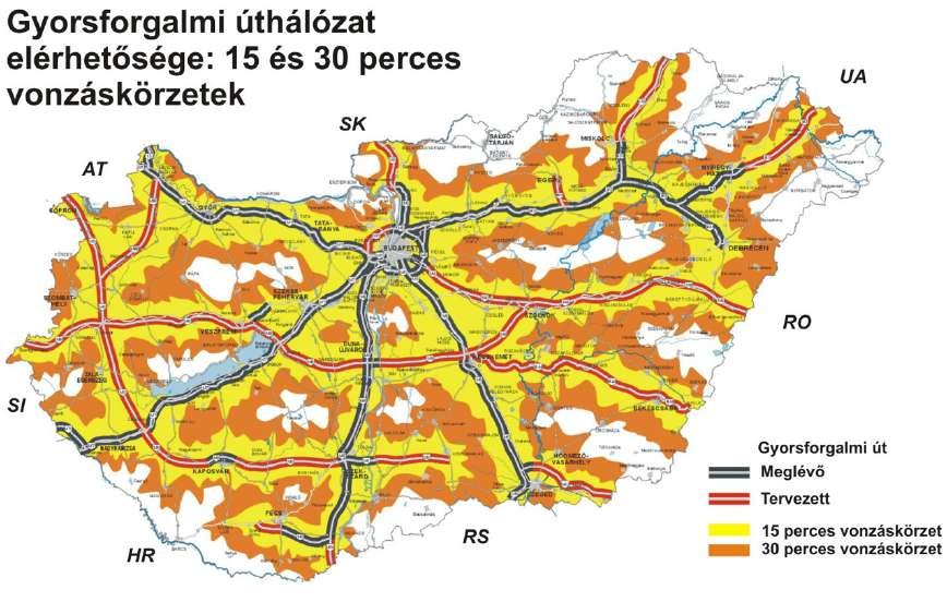 3.1. ábra: Gyorsforgalmi úthálózat elérhetősége (Forrás: Közlekedés Kft.) A térség egyes települései, mint Szeremle, Vaskút, Bácsbokod, és a bajai sportrepülőtér mellékutakon közelíthetők meg.