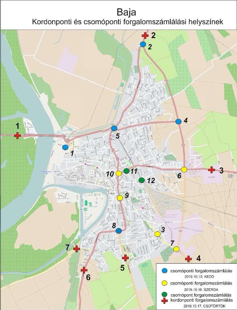 Csomóponti mérések: o 2019. október 15., kedd (1., 2., 4., 5., 8. számú helyszínek) o 2019. október 16., szerda (3., 6., 7., 9., 10. számú helyszínek) o 2019. október 17.