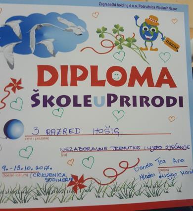 Kovačića iz Zagreba, sudjelovali na petodnevnom izletu Škole u prirodi u Crikvenici.