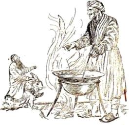A fanyüvő egy egész szarvast adott neki. A nyúlon ülő úgy bekapta, mintha csak egy szúnyog lett volna, aztán így szólt: Adj még egy kicsit! Kireped a hasad! Eredj, ahonnan jöttél rivallt rá a fanyüvő.