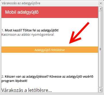 Az InnVoice online rendszerben például a Bevételezések menüben nyissunk egy Új bevételezést, majd ott kattintsunk a Mobil adatgyűjtő gombra. 2. Kattintsunk az Adatgyűjtő feltöltése gombra. 3.