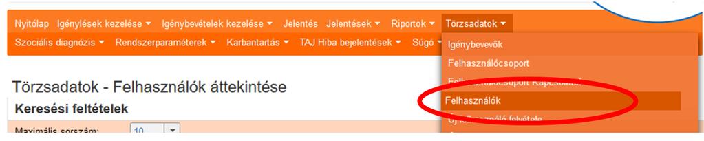 2.1. A gondozási hely vezető adatszolgáltató munkatársként való rögzítése Első lépésként ellenőrizni kell azt, hogy a gondozási vezető szerepel-e felhasználóként a KENYSZI-ben.