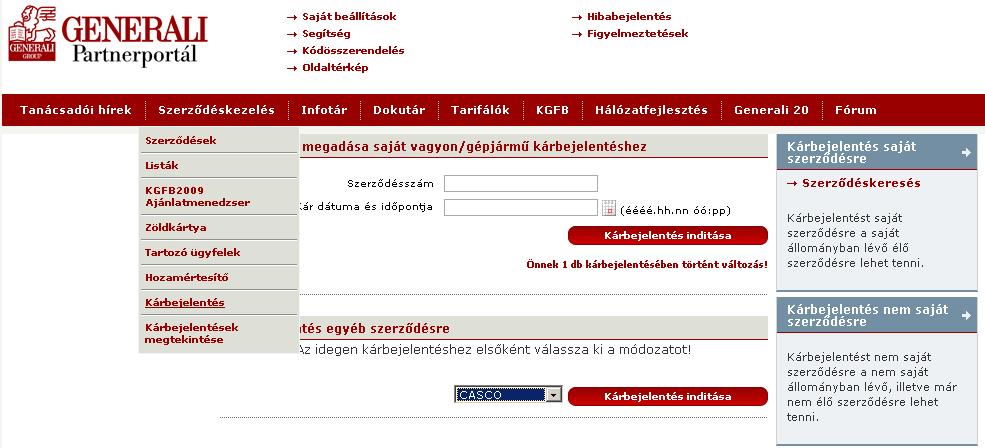 Kárbejelentés
