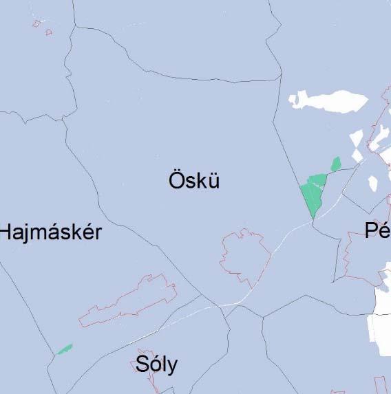 56. ábra: Nitrátérzékeny területek Öskü területén a 27/2006 /II.7. Korm.Rend. alapján forrás: TEIR, http://gis.teir.