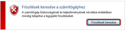 Újraindítást követően, kattintsunk a Frissítés keresése gombra,