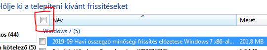 frissítések menüpontra