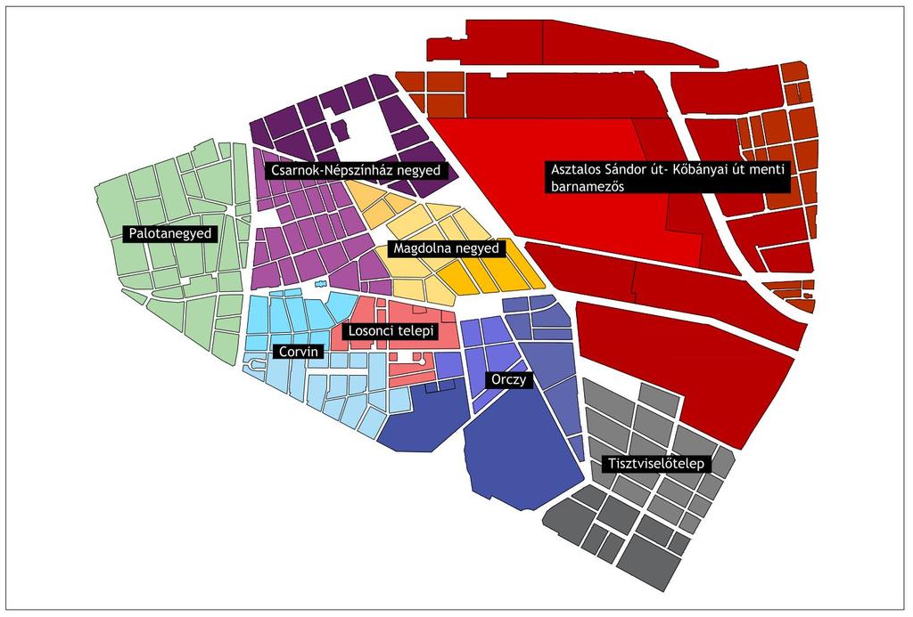 6. Akcióterületi fejlesztések Józsefvárosban kilenc tervezett akcióterület kijelölése történik meg a 2020-2025 közti fejlesztési elképzelések részeként, mely akcióterületek lefedik a kerület egészét.
