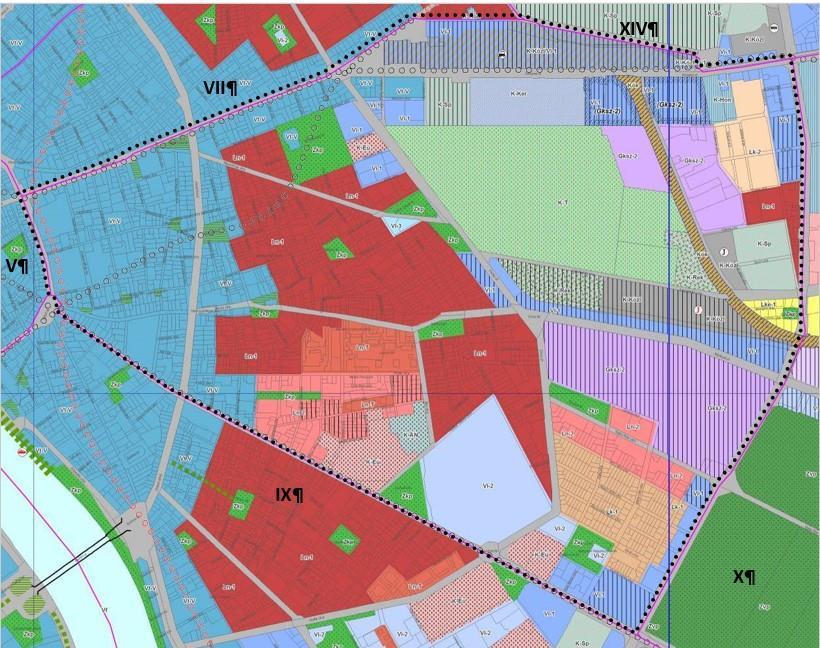 Józsefváros területén a terv által meghatározott beépítési sűrűség viszonylag magas, mivel a kerület történetileg kialakult, keskeny utcarendszerrel rendelkező, sűrűn beépült városrész.