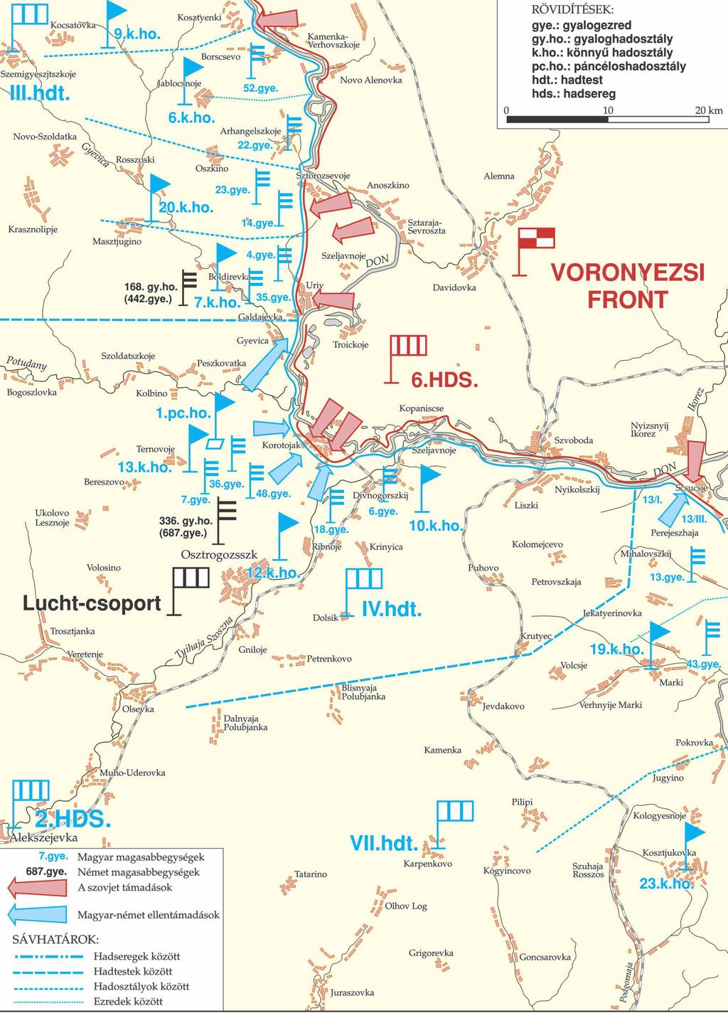 A nyári hídfőcsaták (az urivi, korotojaki és