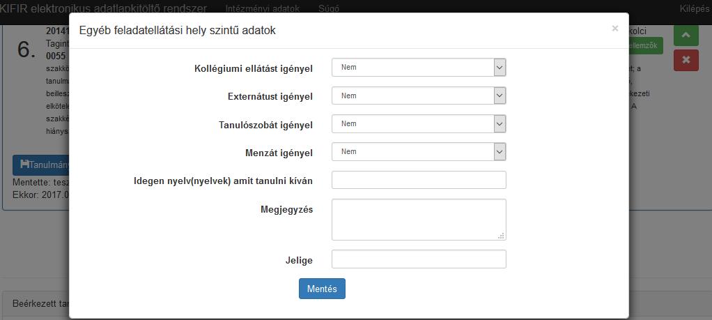 Az itt közölt információk intézmény feladatellátási helyeinek jellemzői; abban az esetben, ha egy adott intézmény feladatellátási helyéhez több tagozat is rögzítésre került, az információk bármelyik