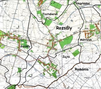 Rozsály ha % Teljes közigazgatási terület 1 486,77 100,00% Belterület 128,38 8,63% Külterület 1 340,18 90,14% Zártkert 18,21 1,22% Művelési ág 100,00% Erdő 10,70 0,72% Fásított terület Gyümölcsös