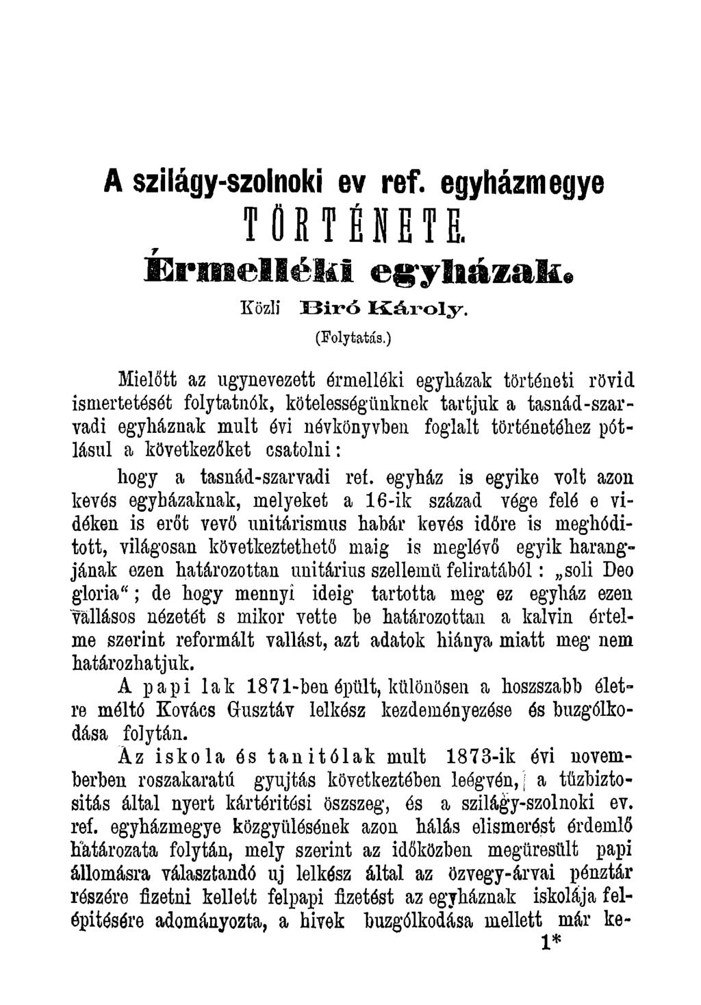 A szilágy-szolnoki ev ref. egyházmegye 7 E r a i e l l é k i eg-ylaázak Közli 33iró Károly, (Folytatás.