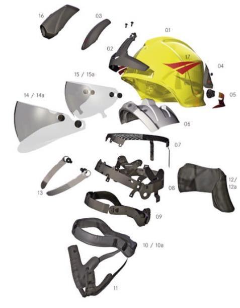 15686302 Alkatrészek HEROS-smart sisakhoz Alkatrészek HEROS-xtreme sisakhoz Minden alkatrész külön-külön is cserélhető!