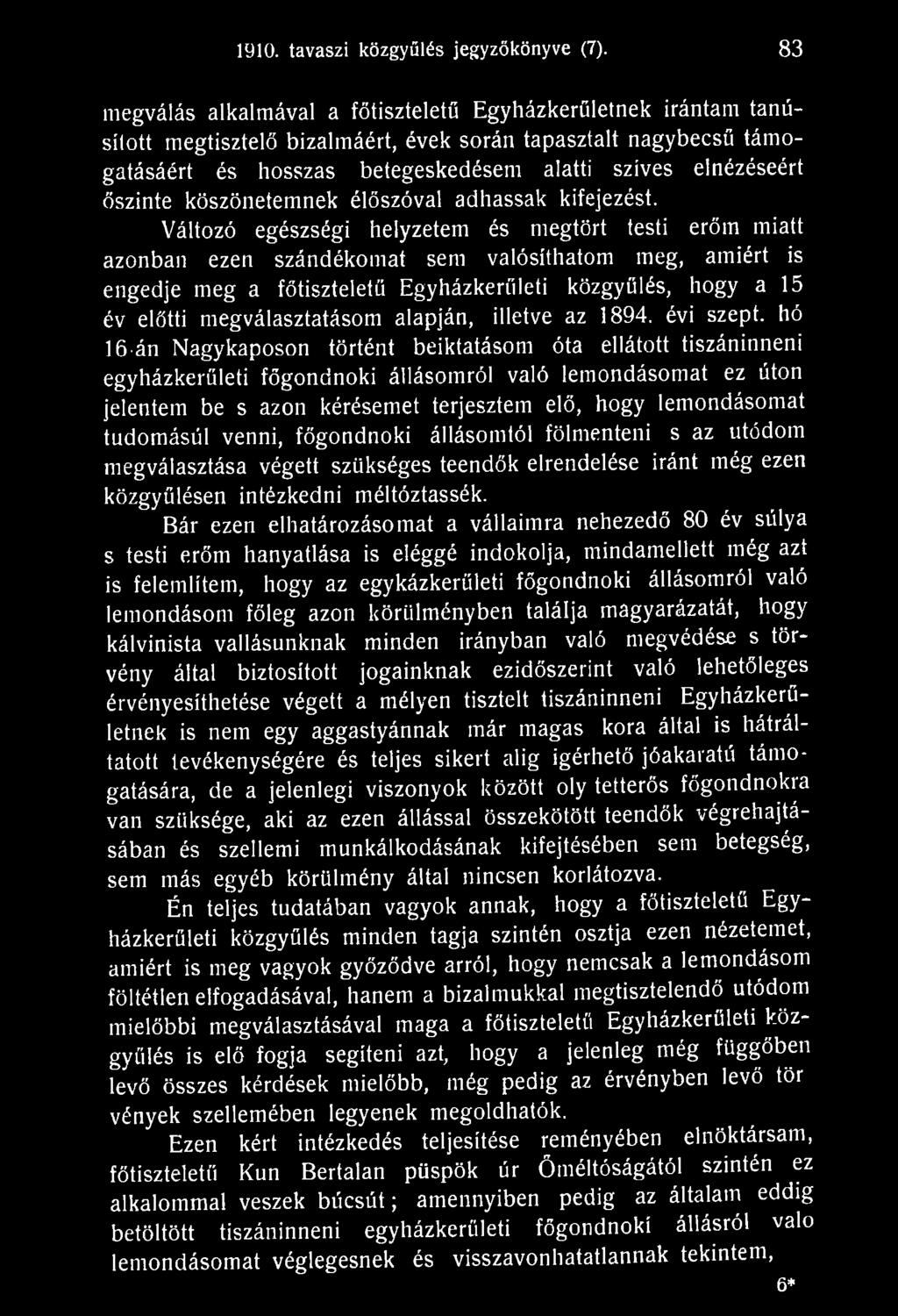 megválasztatásom alapján, illetve az 1894. évi szept.
