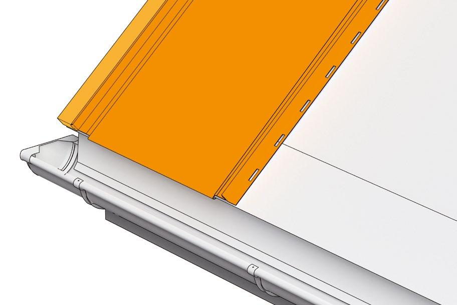 9. A szélső kezdő panel szerelése A LAMBDA 2.0 tetőpaneleket indító felső ereszszegélyhez kell szerelni.