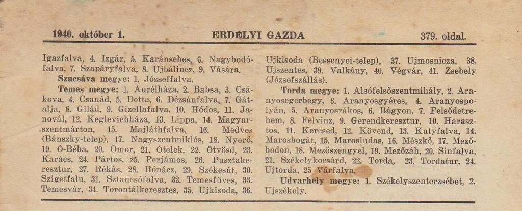 L.Erdélyi gazda Észak Erdélyi első száma.