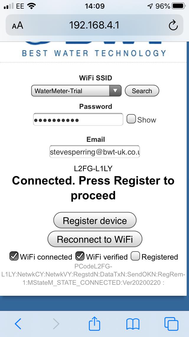 Ekkor nyomja meg a Berendezés regisztrációja (Register device) gombot, hogy elindulhasson a regisztrációs folyamat.