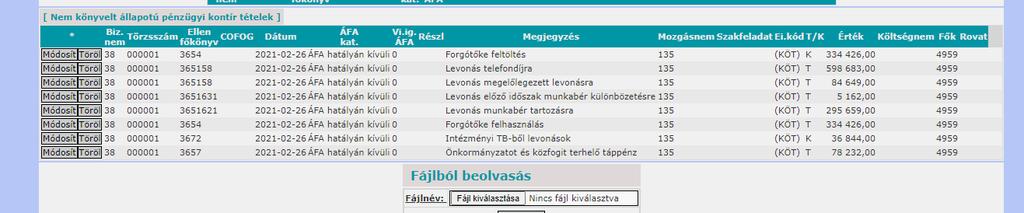 kontírozzuk, odafigyelve a dátumokra, ami minden esetben