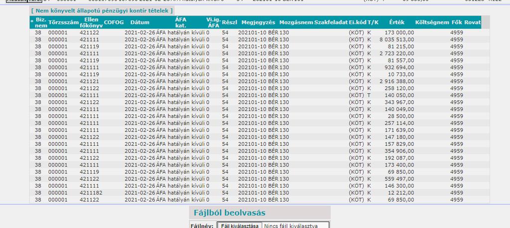 A Vissza gombbal kilépve a 97 mp-ban az egyenleg a kifizetett személyi juttatások összege: 17 896 770,- Ft.