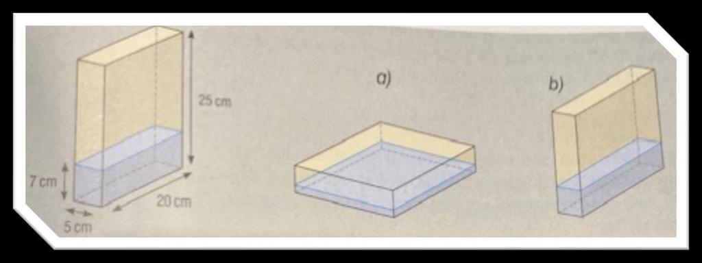 9) Az ábrán látható zárt üveg téglatestben 7 cm magasan áll a víz.