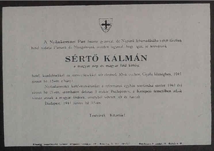 piros volt nagyon. Segítse meg az Isten, monda az asszony és ment a dolgára. Fél nyolckor reggelit készített és vitte be a szobába. Felsikoltott. Sértő Kálmán halott volt!
