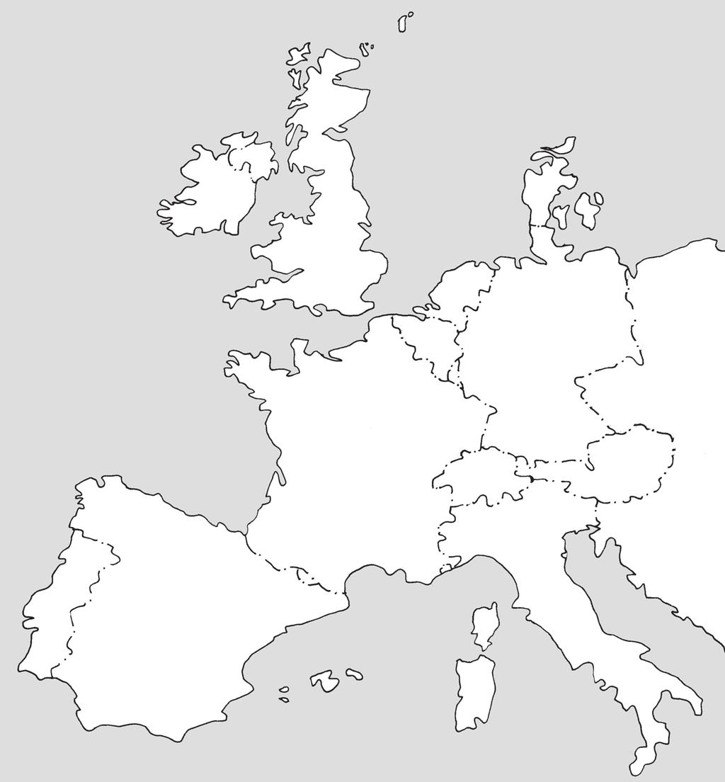 Az Atlanti-óceánra nyitott Nyugat-Európa 1. a) Írd be a térképvázlatba a Nyugat-Európát határoló tengerek nevét és a partvidékéhez kapcsolódó bejelölt helyeket!...-óceán 2.... 1....- tenger...- öböl.