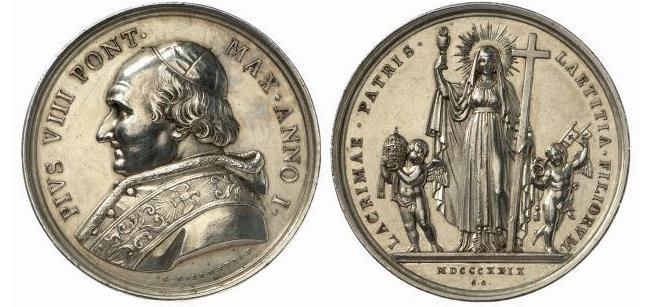 az aranypohárral, Szemirámiszra vezethető vissza 7. kép Pápai érem 1829-ből. VIII.