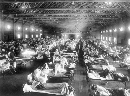 3.2.29. ábra. Szükségkórház a spanyolnátha idején (Camp Funston, Kansas, USA).