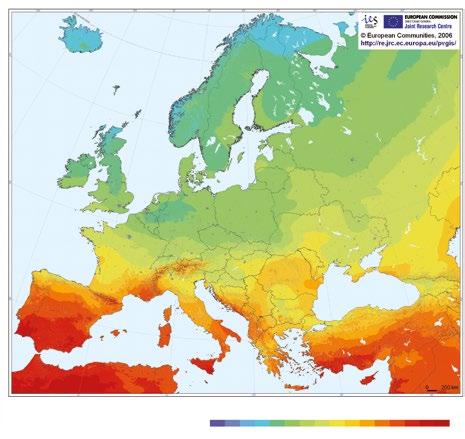 Energiahozamok várható eloszlása Magyarország területén 1 db 40 W-os DS40 típusú amorf szilicium napelemmel mérve