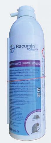 33 Racumin Foam rágcsálóirtó hab Felhasználásra kész, aerosol-os szórófejjel ellátott, egyedi hatóanyagú irtószer, amely hatékonyan működik akkor is, ha a rágcsáló a természetes táplálékforráshoz is