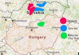 A Tátra, a Mátra és a Fátra mai elhelyezkedése Ezzel a három heggyel azonosították