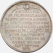 Banderole, darunter Schlachtszene mit päpstlicher Fahne unter Beteiligung des polnischen und päpstlichen Entsatzheeres,
