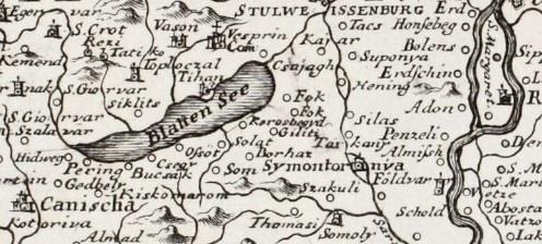 század eleje ezeknek természetes folytatása, így volt ez a Joan van der BRUGGENféle, 1728-ban kiadott, az országban addig-akkortájt volt harcokra is utaló, Bécsben kiadott térkép (6 C ábra) esetében