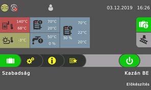 4 A berendezés üzemeltetése Kazán be-/kikapcsolása a helyiségkezelőn Az Utazóbőrönd szimbólumra koppintással a szabadság program