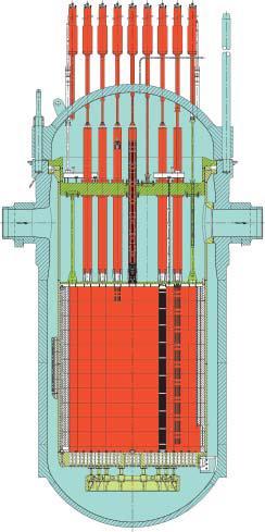 Reaktortartály - EPR Nincs átvezetés a fenéken Egy darabból áll a csonkzóna Plattírozás alacsony Co tartalommal 60 év tervezett üzemidő után is 30 o C