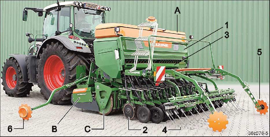 Felépítés és működés 5 Felépítés és működés 29 ábra A Cataya ráépített gabonavetőgépet (29 ábra/ A) a talajművelő gép (29 ábra/b) és a henger (29 ábra/c) által alkotott gépkombináció részeként