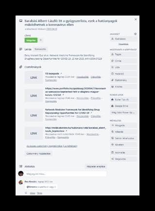 Ezt szemeteltük még tele a szokásos Facebook hírfolyam-olvasás során, ezt könnyen tettük, mert a Trello-nak van mobilalkalmazása, és így a mobiltelefonon egy egyszerű megosztással lehet új kártyát