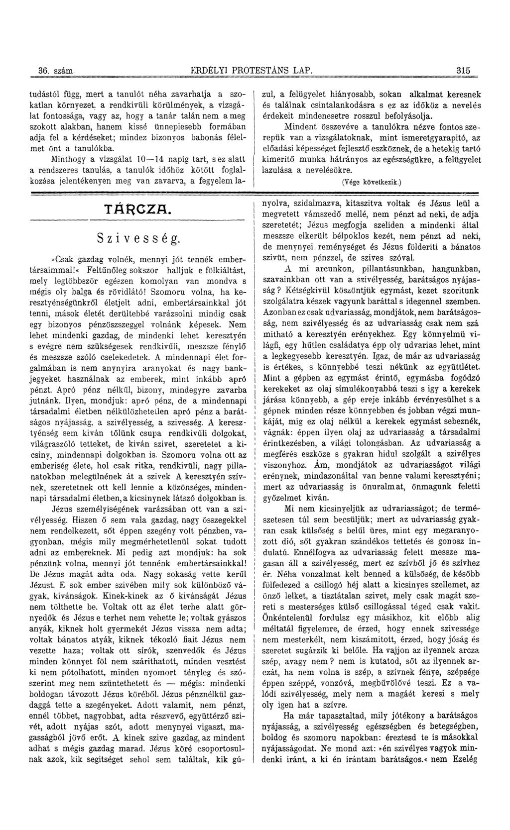 36. szám. ERDÉLYI PROTESTÁNS LAP.