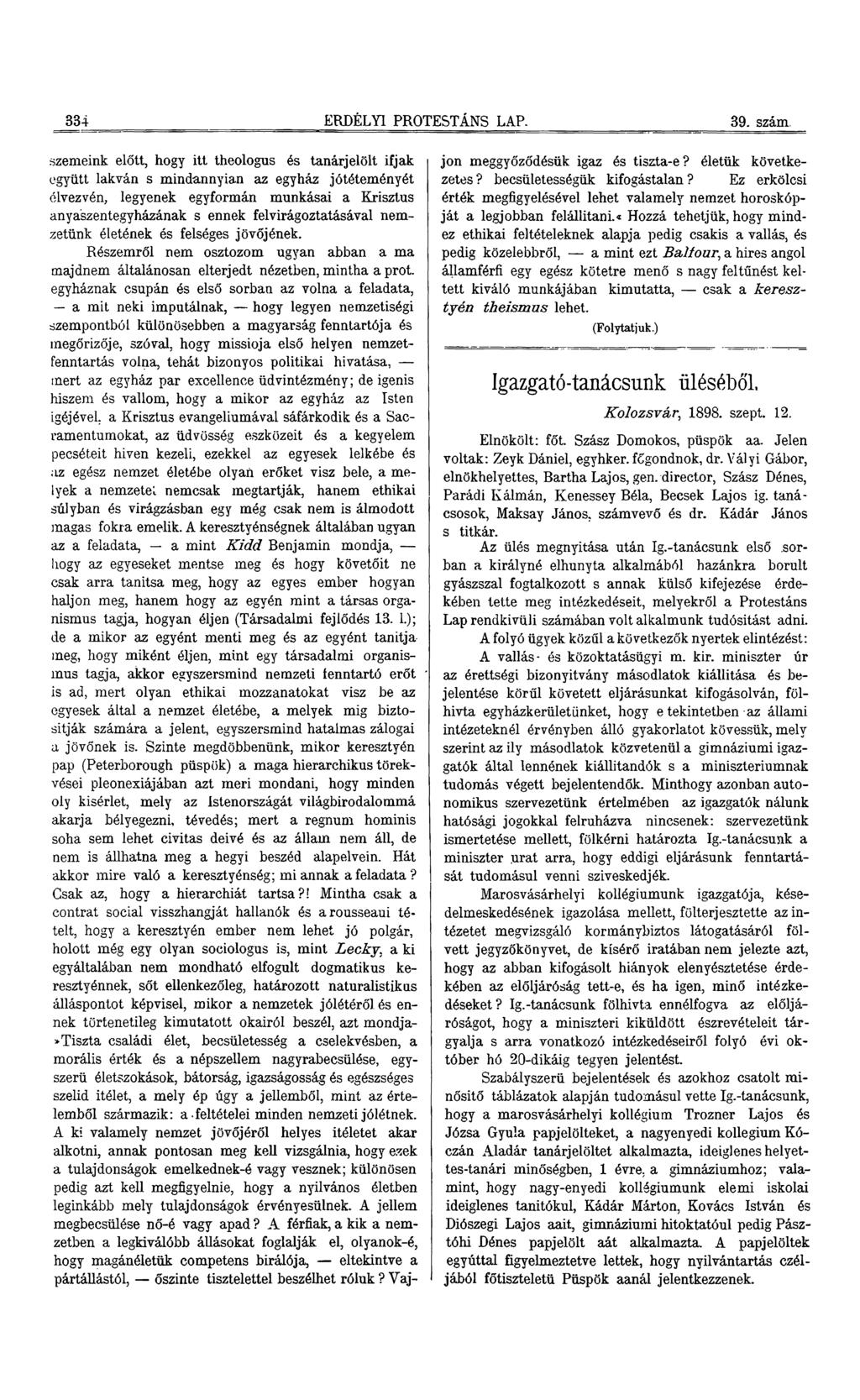 334 ERDÉLYI PROTESTÁNS LAP. 39. szám.