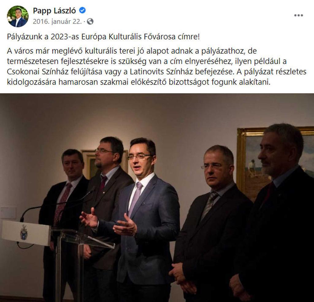 Papp László polgármester Facebook-oldaláról fotó: Facebook 2016. január 22.