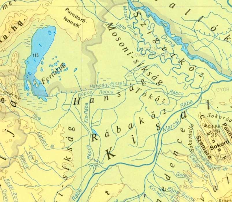 K-en és D-en a Rába Ny-on a Répce és a Rábca fogja körül (Répce + Kis-Rába = Rábca) A Rába és a Répce hordalékkúpja A Kemenesháttól a mindel-riss süllyedéssel különült el ÉK-i része: Tóköz