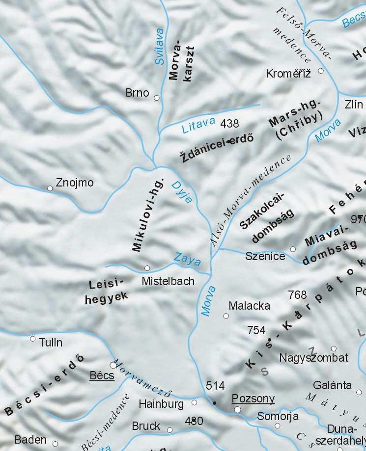 II. Duna-Morva-medence A Bécsi-erd, a Kis- és a Küls-Kárpátok között a Duna és a Morva folyót kísér fiatal, részben tektonikus süllyedékek, részben eróziós völgyek két kiszélesed síksági