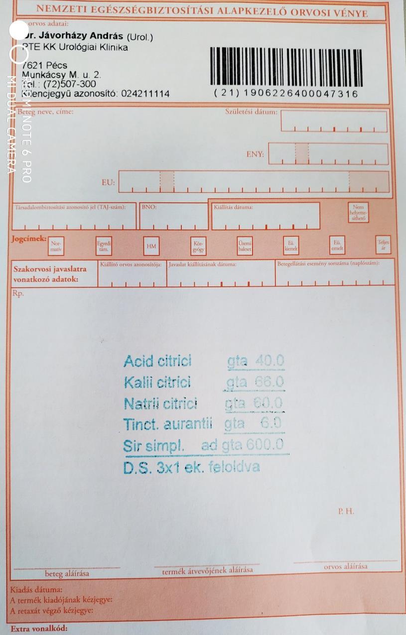 Eisenberg oldat Összetétel citromsav K-citrát Na-citrát keserűnarancs tinktúra