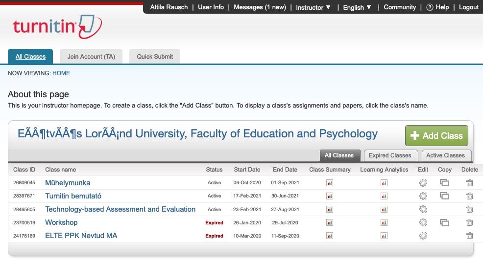 hu A Turnitin Log in oldala Első alkalommal a hozzáféréshez kapott regisztrációs linkkel kell belépni és megadni néhány adatot, valamint beállítani a jelszót.