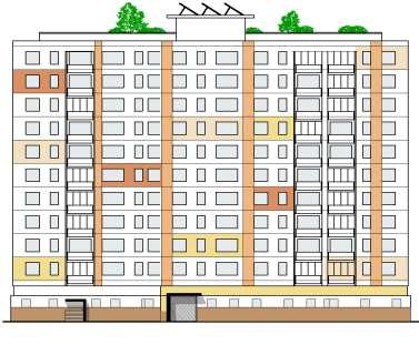 A központi lakótelep arculata az építési idő függvényében valamennyire módosult, de monoton megjelenését mindenképpen szükséges lenne tagolni.